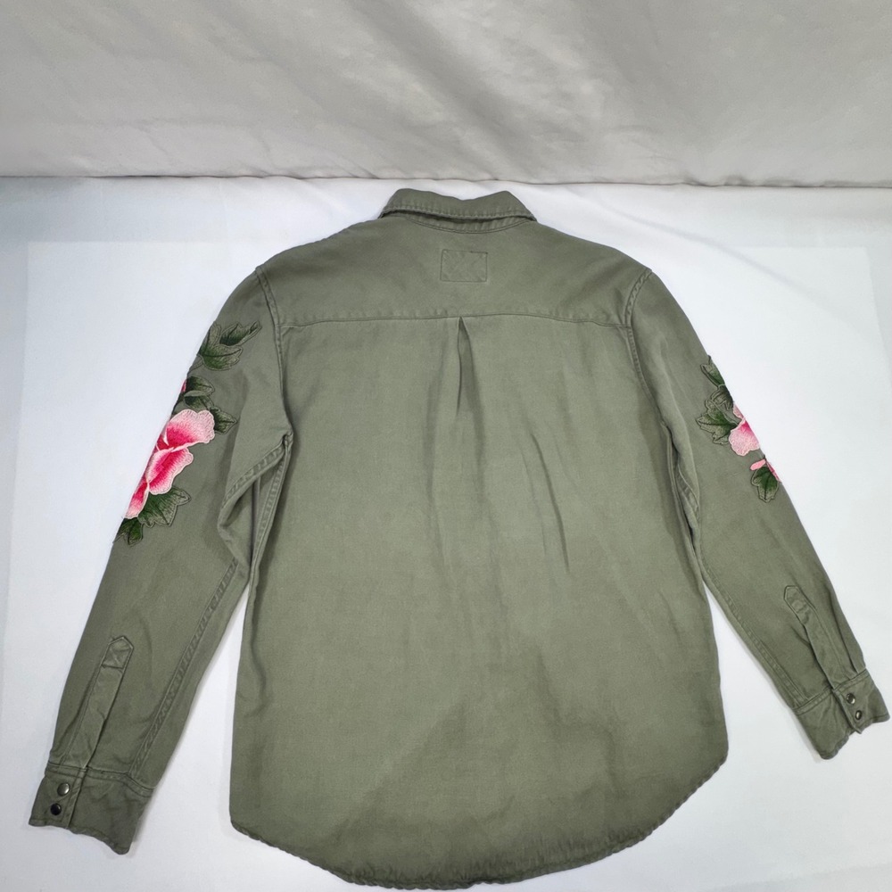 Rails Marcel Shirt Womens XS Sage Green Floral Embroidered Linen Blend Boho - Picture 5 of 14